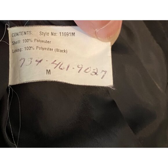 Gallery Quilted Black Jacket 36" Long Coat Belted Waist Medium - Picture 6 of 13